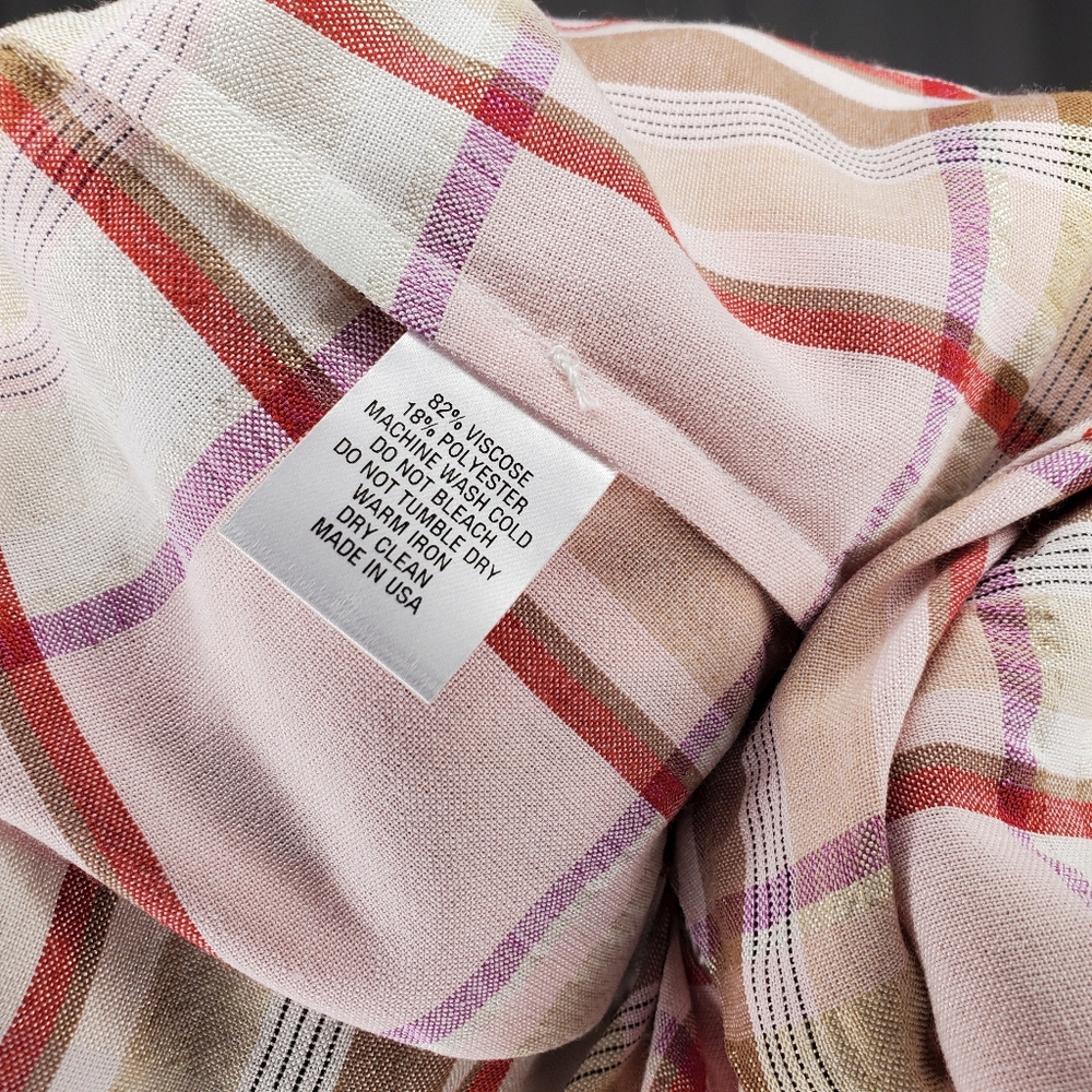 Pearl Lela‎ Rose Top Womens XS Pink Plaid Oversized 3/4 Raglan Sleeve Farmhouse - Picture 8 of 8